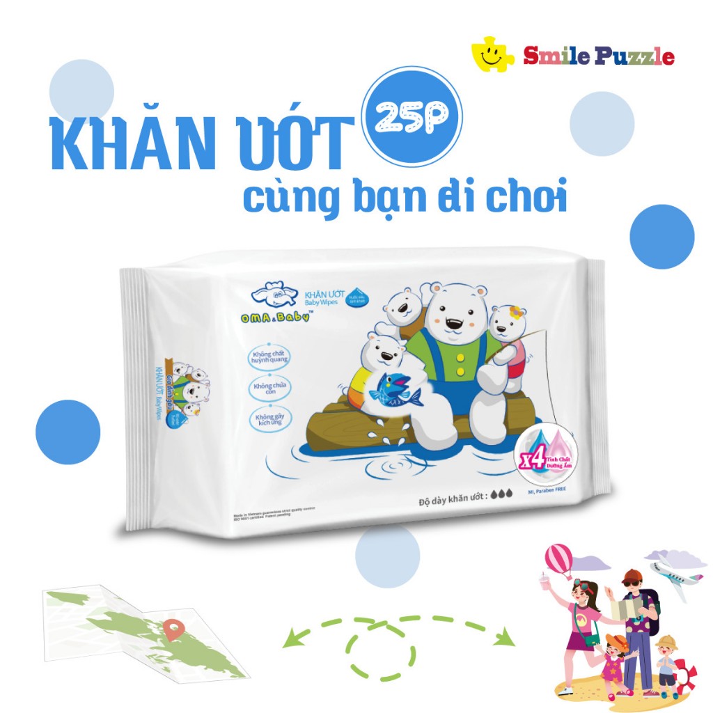 KHĂN ƯỚT OMA & BABY KHÔNG MÙI DÙNG CHO SƠ SINH