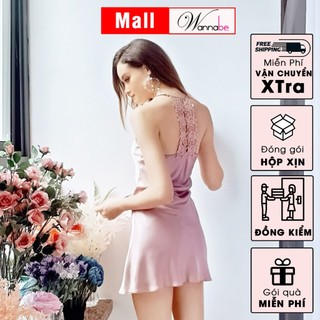Váy ngủ phi luạ Wannabe DNS07 khoét lưng phối ren hoa nữ tính, gợi cảm