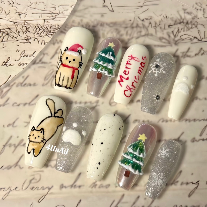 Nailbox thiết kế mèo con giáng sinh
