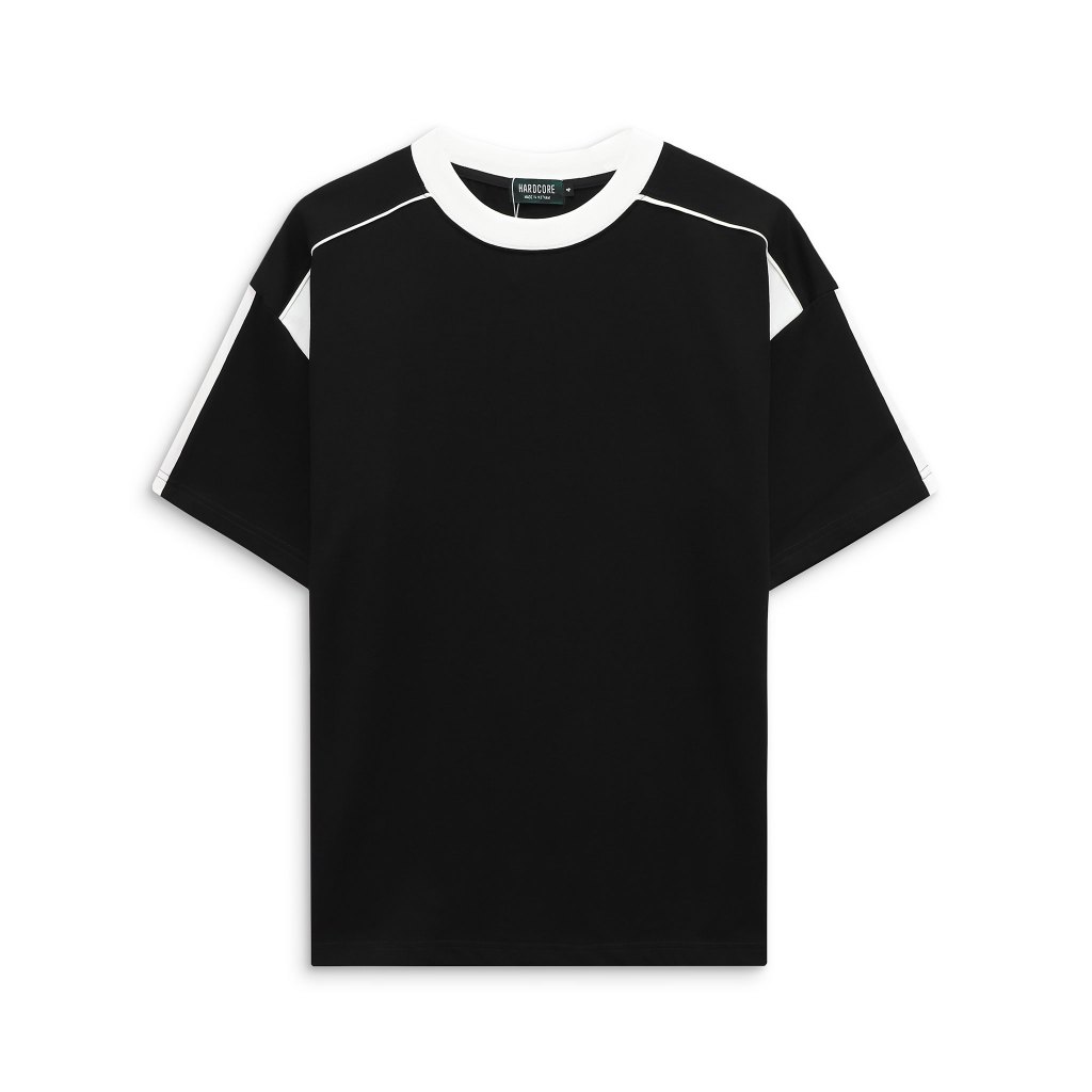 Big size - Áo thun cổ tròn big size unisex phối màu trắng đen thời trang >130kg - sọc vai nách