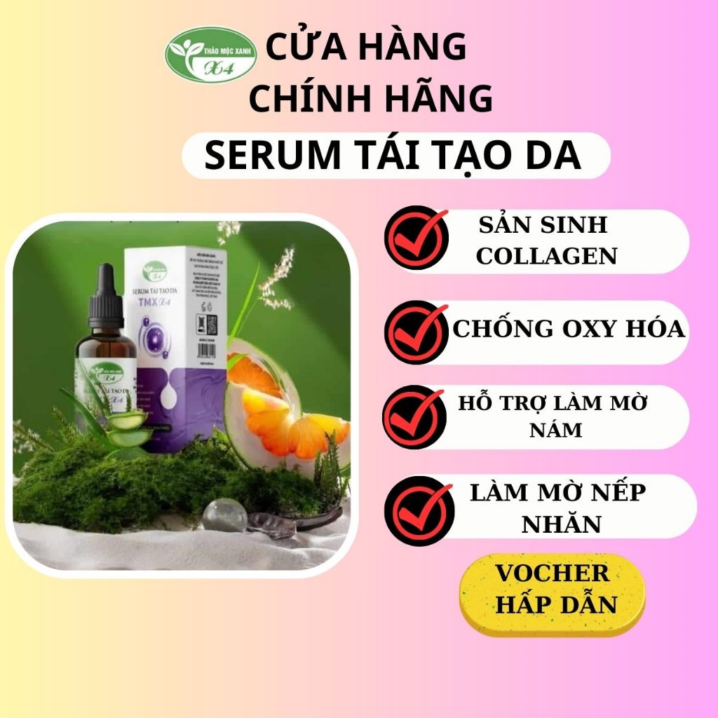 Serum tái tạo da mặt thảo mộc xanh x4 10ml loại bỏ lớp da sừng không gây kích ứng sưng đỏ tinh chất tái tạo da an toàn
