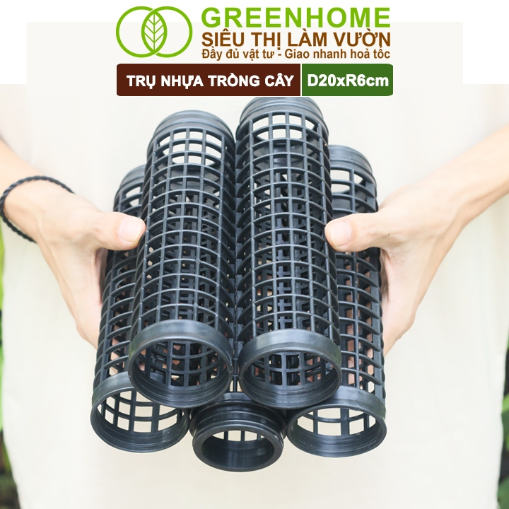 Trụ Nhựa Trồng Cây Greenhome, D20xr6cm, Nhựa Cứng, Có Khớp Dễ Nối Dài, Chuyên Hệ Cây Leo, Trầu Bà, Kiểng Lá