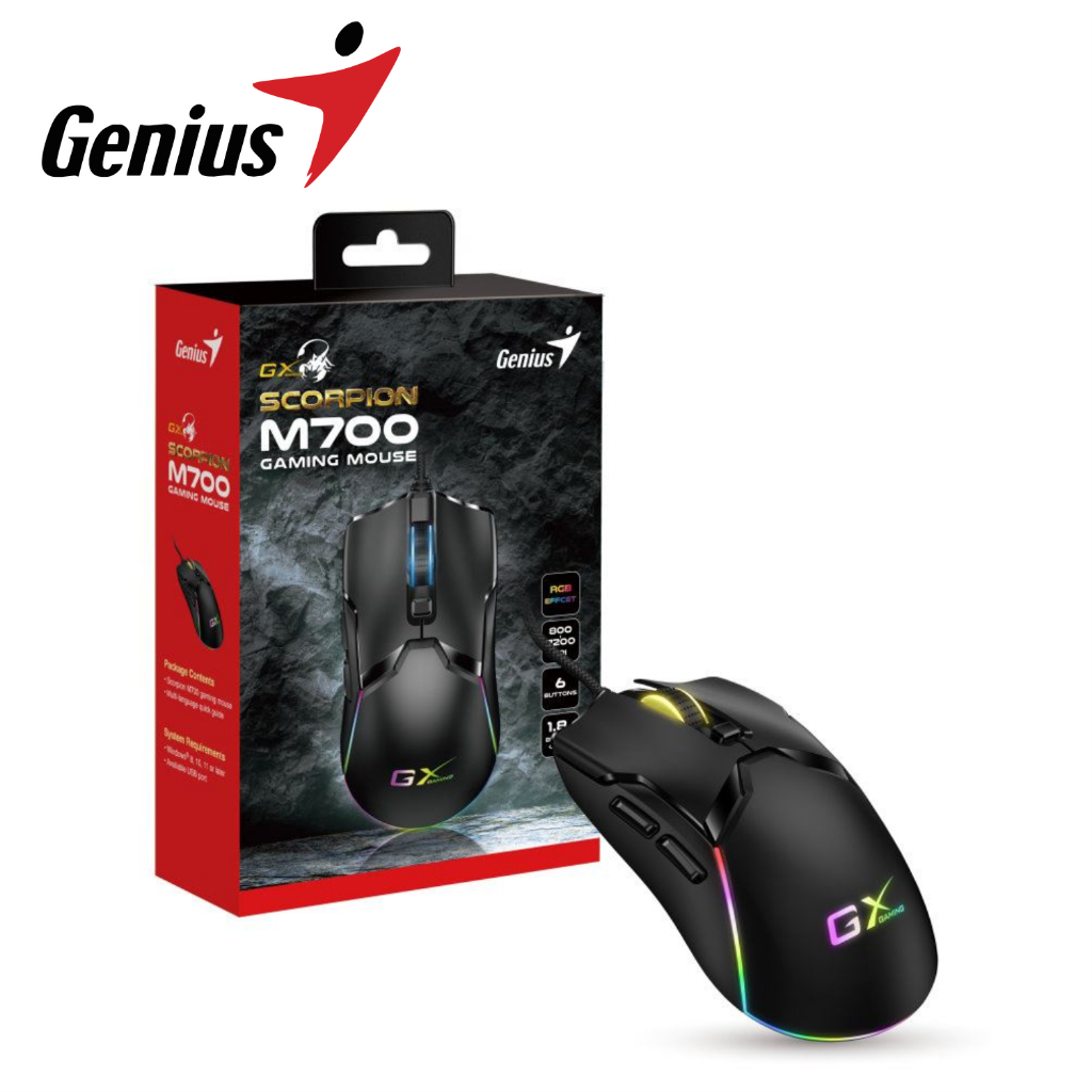 Chuột Gaming GENIUS Scorpion M700 7200DPI, 5 Mức DPI, Dây USB Dài 1.8M, Đèn Led RBG - Hàng Chính Hãng