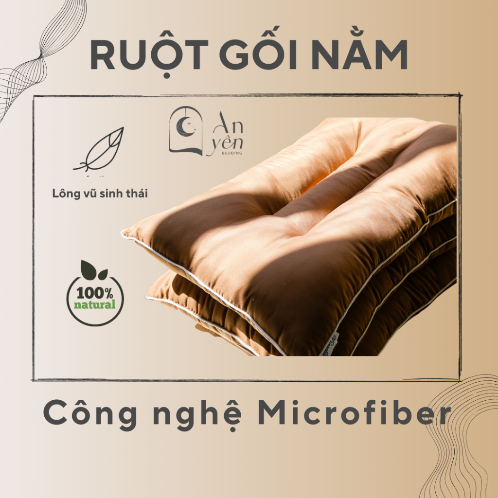 Ruột Gối Nằm Công Thái Học Lông Vũ Microfiber An Yên Bedding Hỗ Trợ Lưu Thông Máu Và Giảm Đau Vai Gáy