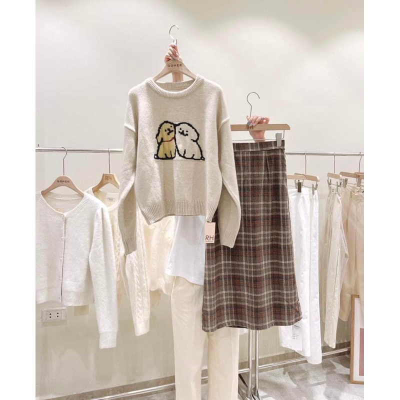 Chân váy kẻ 2 màu