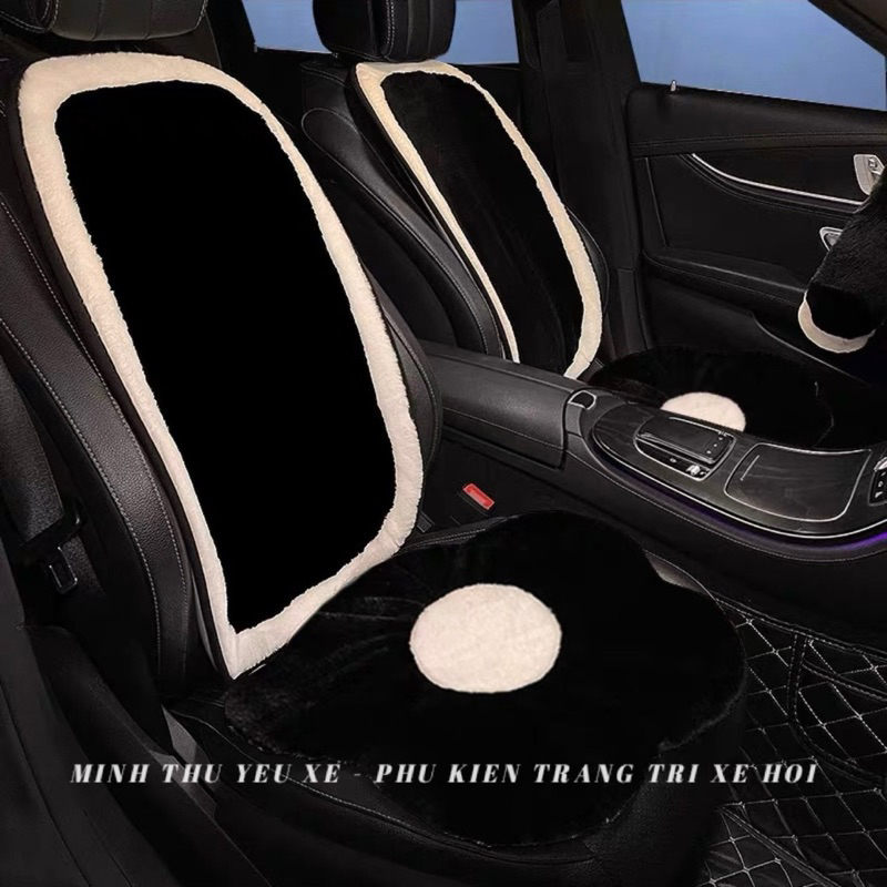Bộ gối tựa lưng ô tô/lót ghế nhung lông thỏ cao cấp siêu mềm mịn bông hoa  trang trí nội thất xe sang trọng | BigBuy360 - bigbuy360.vn