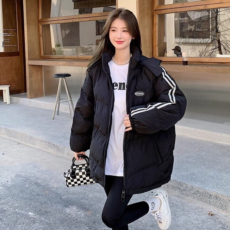 Áo khoác phao dáng béo tay kẻ  sọc from rộng