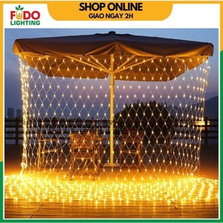 Dây đèn rèm led lưới cá 2m x 1.5m chế độ đèn sáng chớp nháy trang trí ngoài trời