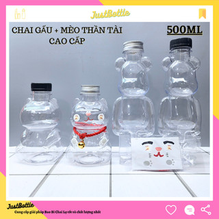 Chai Nhựa 500Ml 330Ml Pet Đựng Trà Sữa Mèo Thần Tài🔥Bình Nước Ép Trái Cây Hoa Quả Đẹp Giá Sỉ Rẻ Vuông Tam Giác Miệng To