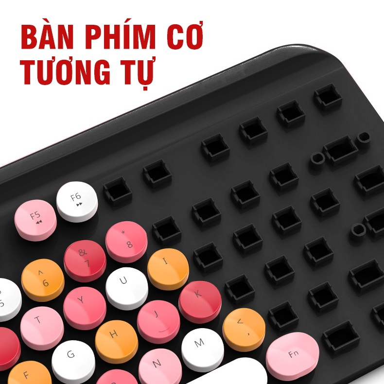 Bàn Phím Không Dây Và Chuột Gọn Nhẹ Bộ Bàn Phím Máy Tính Thiết Kế Tương Phản Đầy Màu Sắc Punk Candy Colorful