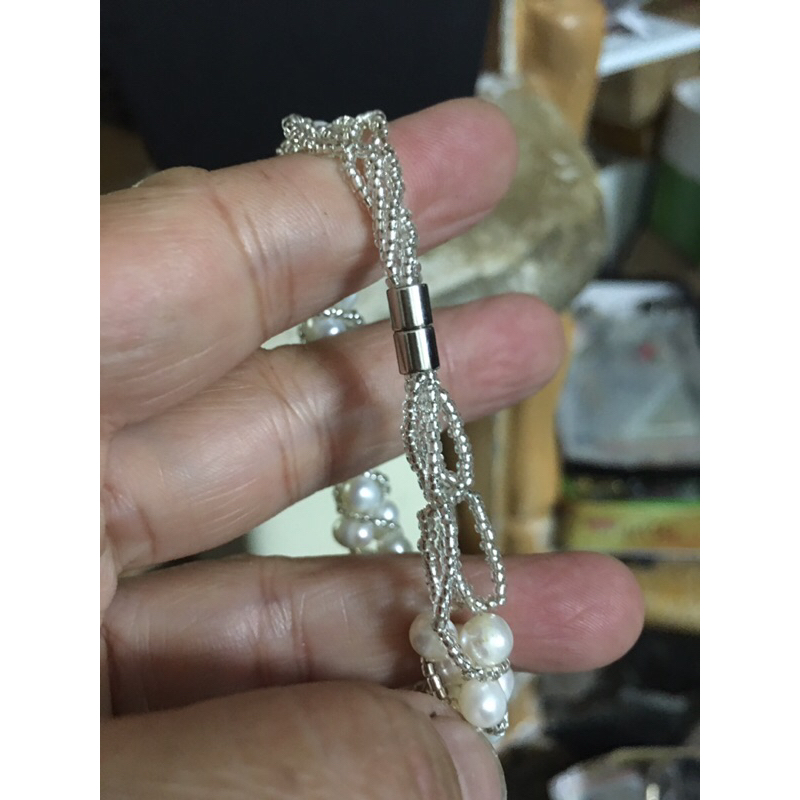 Vòng tay trai thật phối cườm đá khoá nam châm si tuyển Nhật