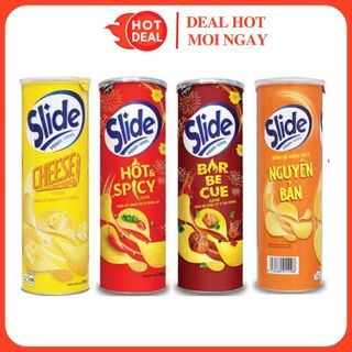 COMBO MIX VỊ 4 Hộp Khoai Tây Chiên Slide Vị Thơm Cay/QBB/Hành/Phô Mai 90G/