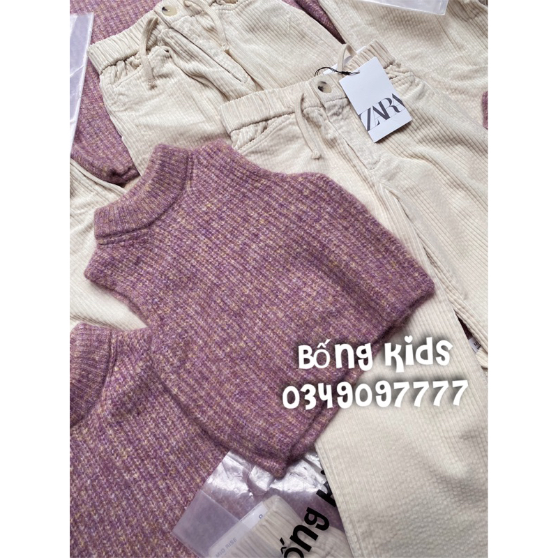 Áo Gile Len & Quần Nhung Suông Bé Gái ZR