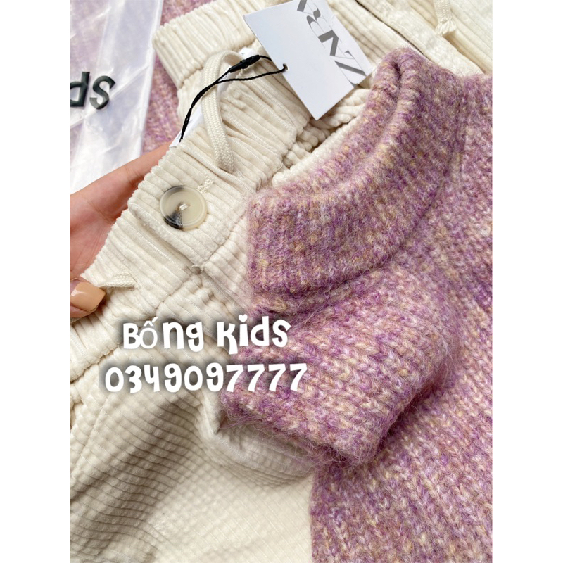 Áo Gile Len & Quần Nhung Suông Bé Gái ZR