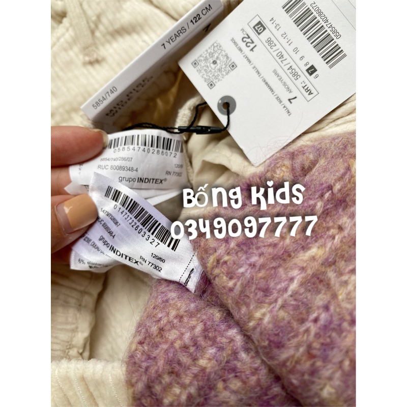 Áo Gile Len & Quần Nhung Suông Bé Gái ZR