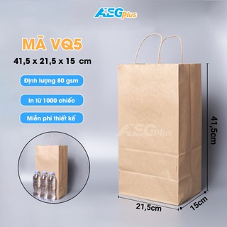 Túi giấy kraft có quai mã VQ5 dùng đựng quà tặng, thực phẩm tươi, khô, túi giấy in logo thương hiệu
