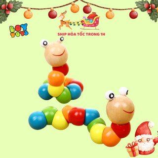 Đồ chơi hình chú sâu gỗ xoắn vui nhộn luyện tay khéo léo cho bé