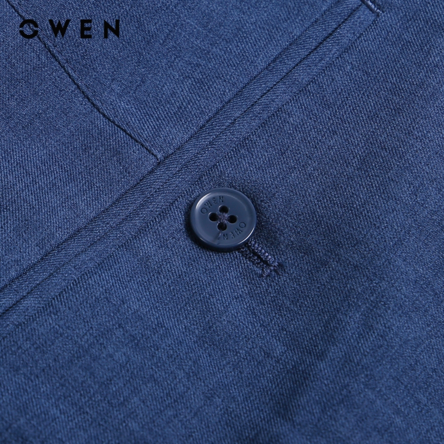 OWEN - Quần tây Regular Fit Tăng đơ màu Xanh chất liệu Nano - QRT231249