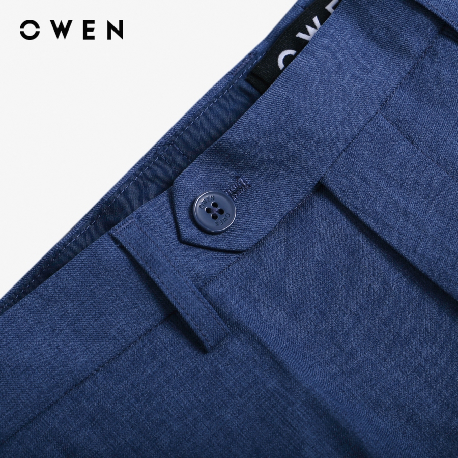 OWEN - Quần tây Regular Fit Tăng đơ màu Xanh chất liệu Nano - QRT231249