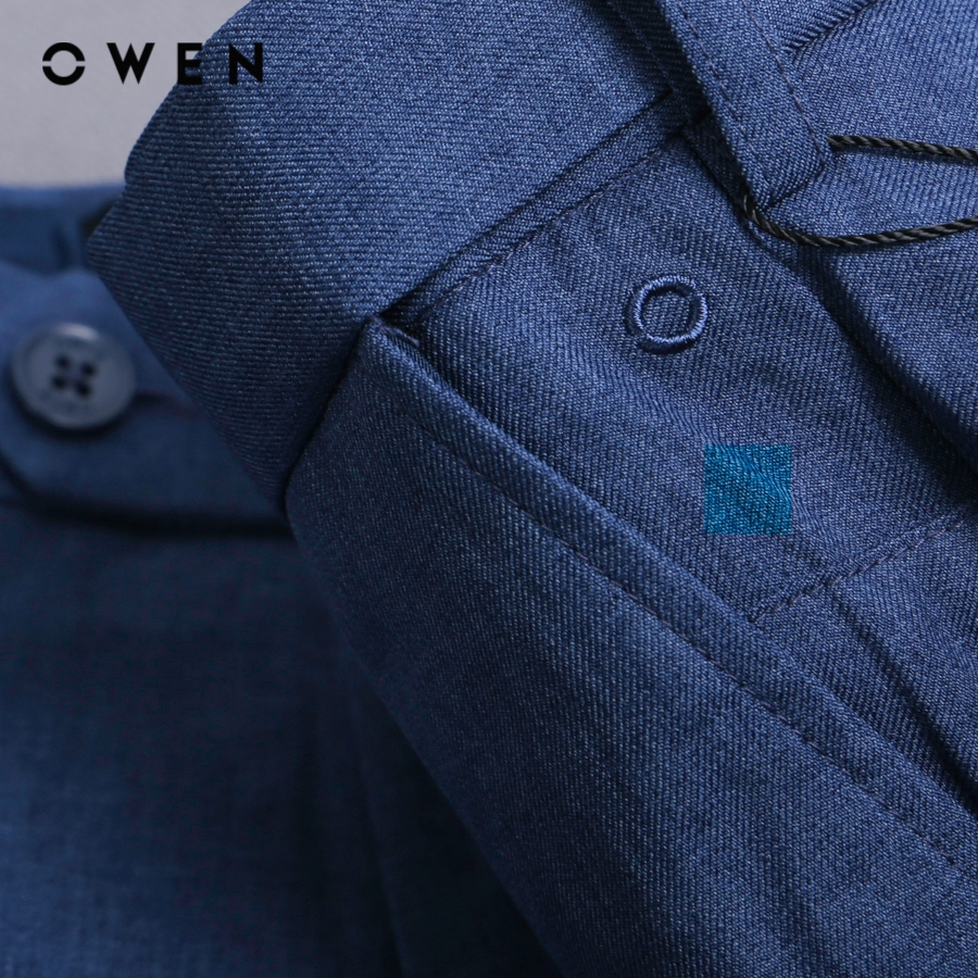 OWEN - Quần tây Regular Fit Tăng đơ màu Xanh chất liệu Nano - QRT231249