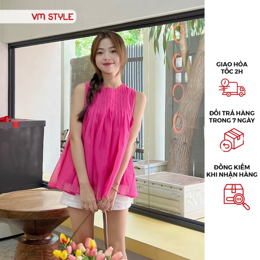 Áo sát nách nữ VMSTYLE dáng babydoll xếp ly nhiều màu VM94 - ASU00321