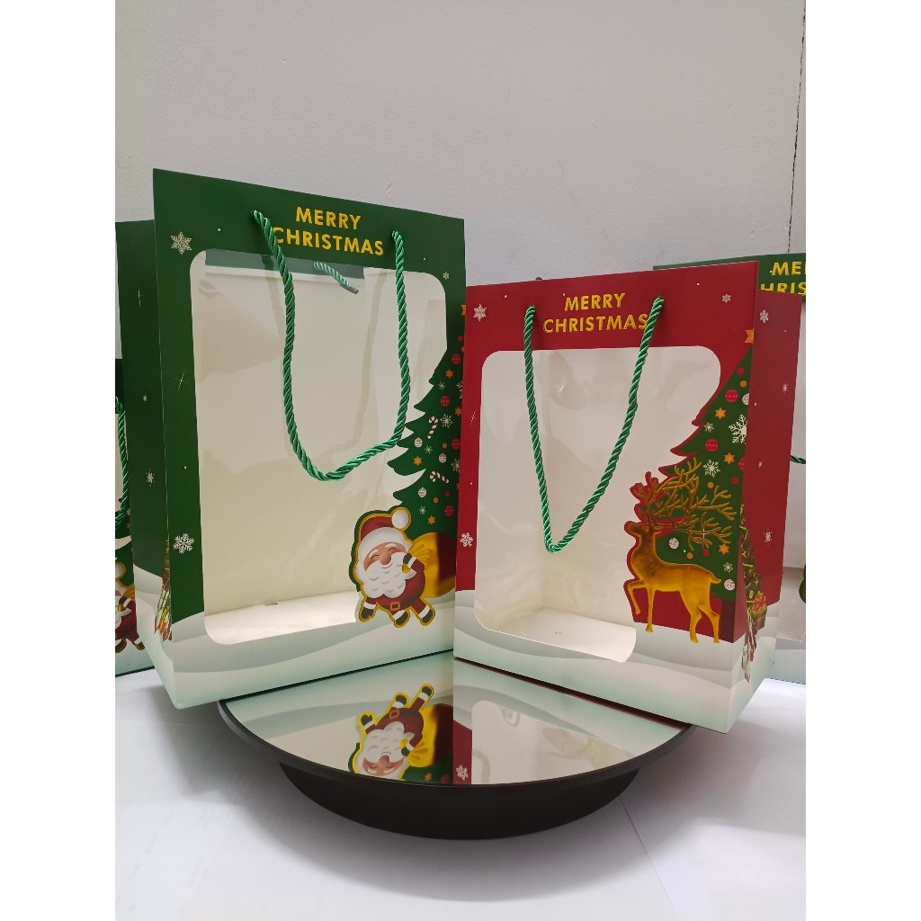 Túi cứng mặt trong suốt, túi quà tặng Giáng Sinh