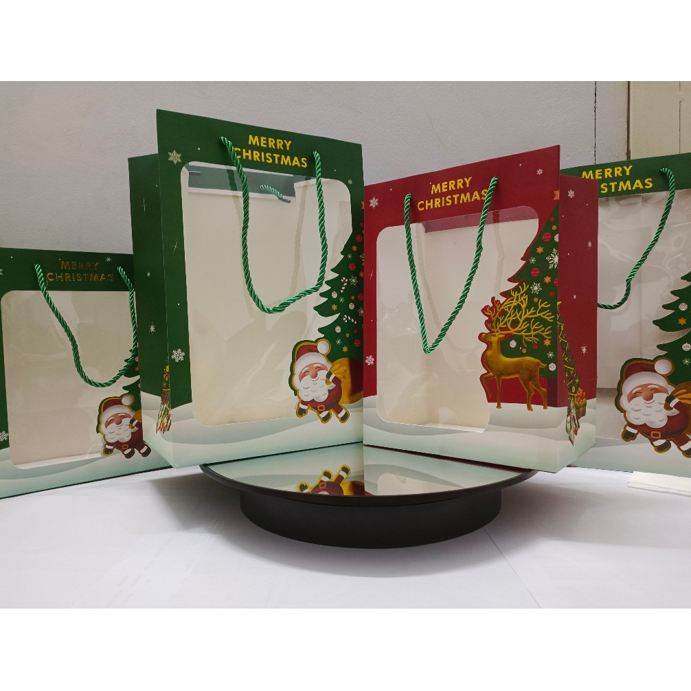 Túi cứng mặt trong suốt, túi quà tặng Giáng Sinh