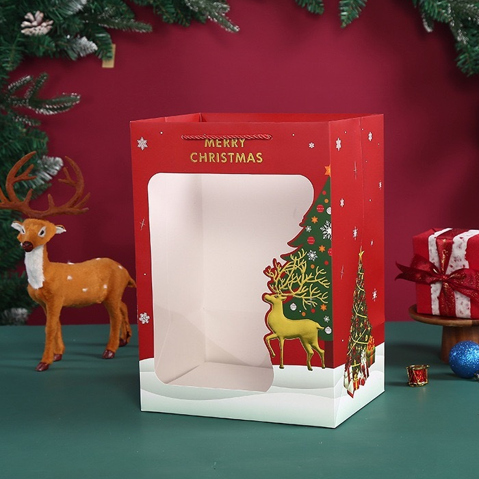 Túi cứng mặt trong suốt, túi quà tặng Giáng Sinh