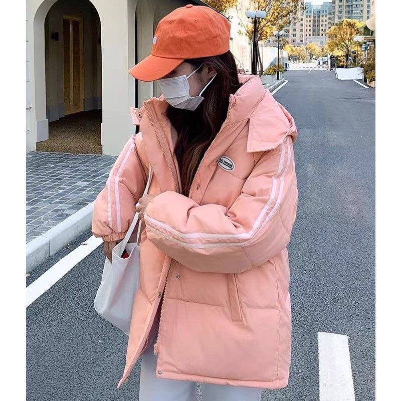 Áo khoác phao dáng béo tay kẻ  sọc from rộng