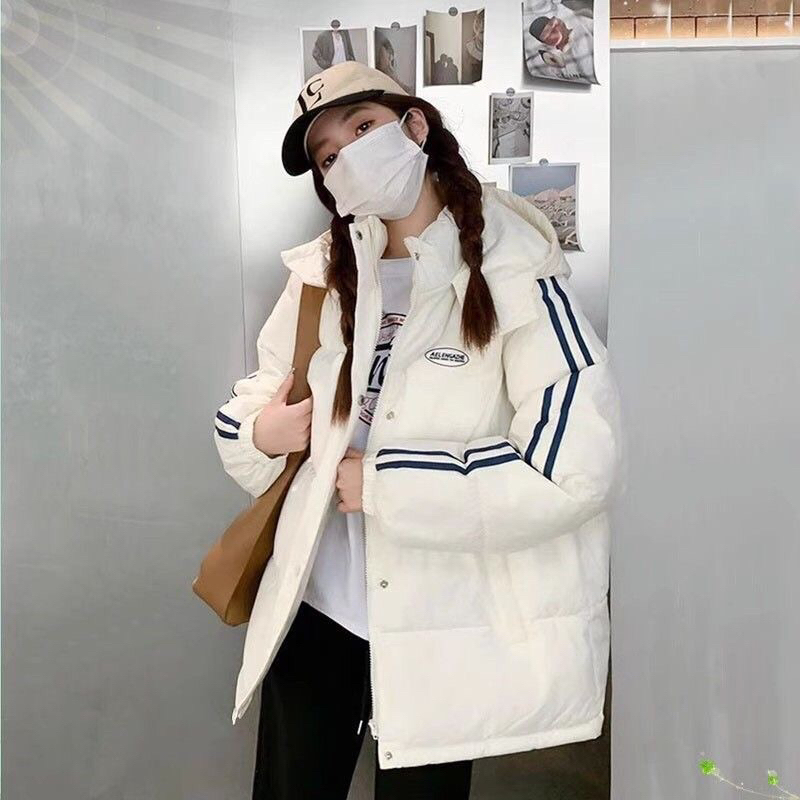 Áo khoác phao dáng béo tay kẻ  sọc from rộng