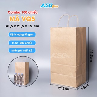 100 chiếc Túi giấy kraft có quai mã VQ5 dùng đựng quà tặng, thực phẩm, túi giấy in logo thương hiệu
