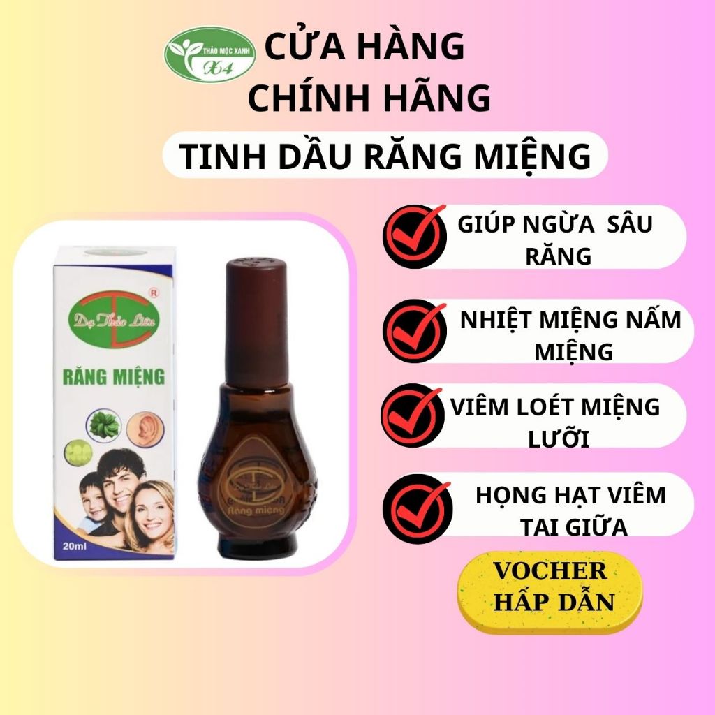 Tinh dầu răng miệng dạ thảo liên 20ml hỗ trợ sâu răng ,hôi miệng, nhiệt miệng,viêm họng ,viêm abidan an toàn hiệu quả