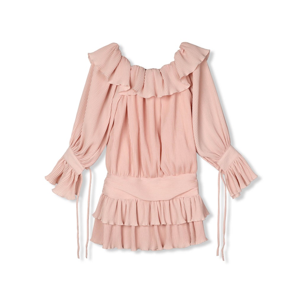 Đầm Nữ Ngắn Loose Minipleat Strapless, Chất Vải Lụa Cát Dập Ly Thoải Mái, WDN063, SOMEHOW