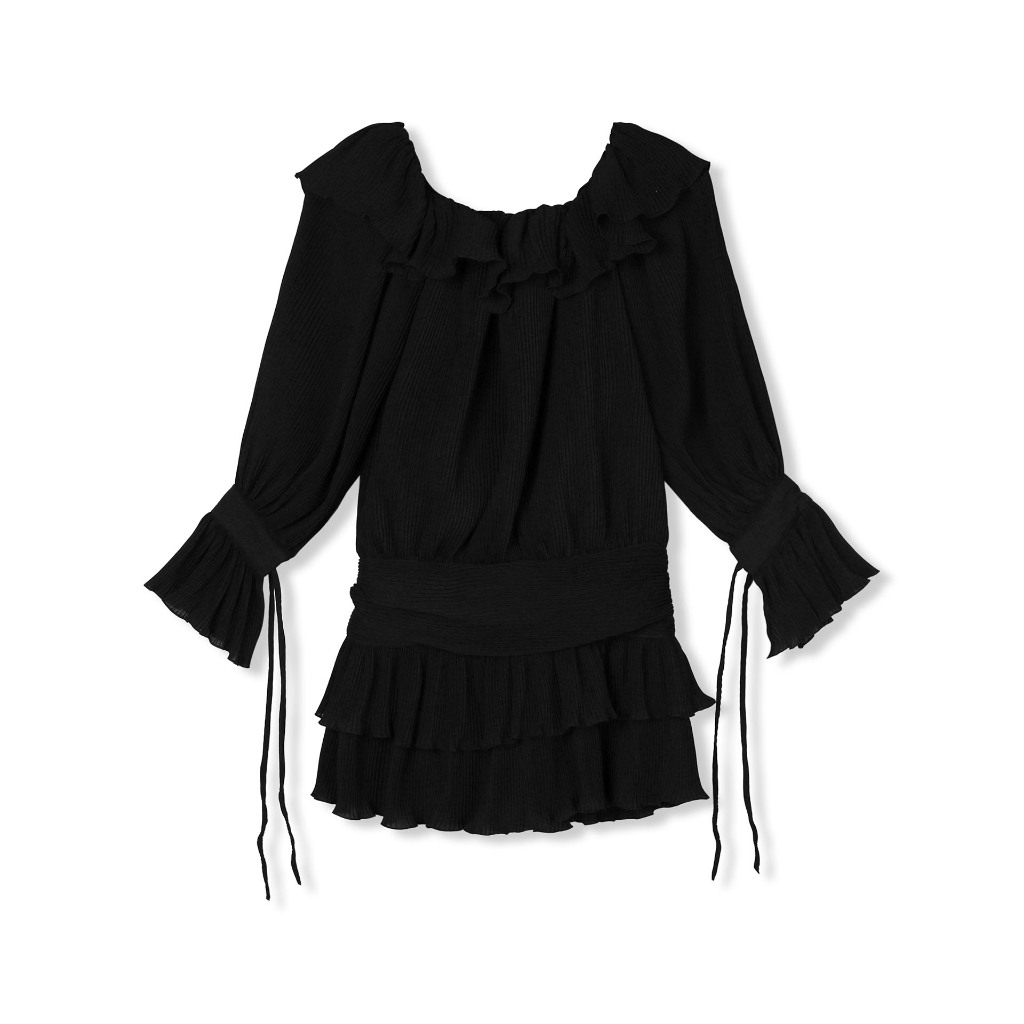 Đầm Nữ Ngắn Loose Minipleat Strapless, Chất Vải Lụa Cát Dập Ly Thoải Mái, WDN063, SOMEHOW