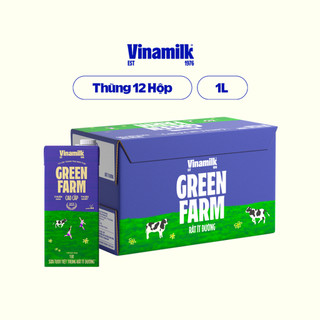 Thùng 12 HộpSữa tươi tiệt trùng Rất ít đường Vinamilk Green Farm - Hộp 1L