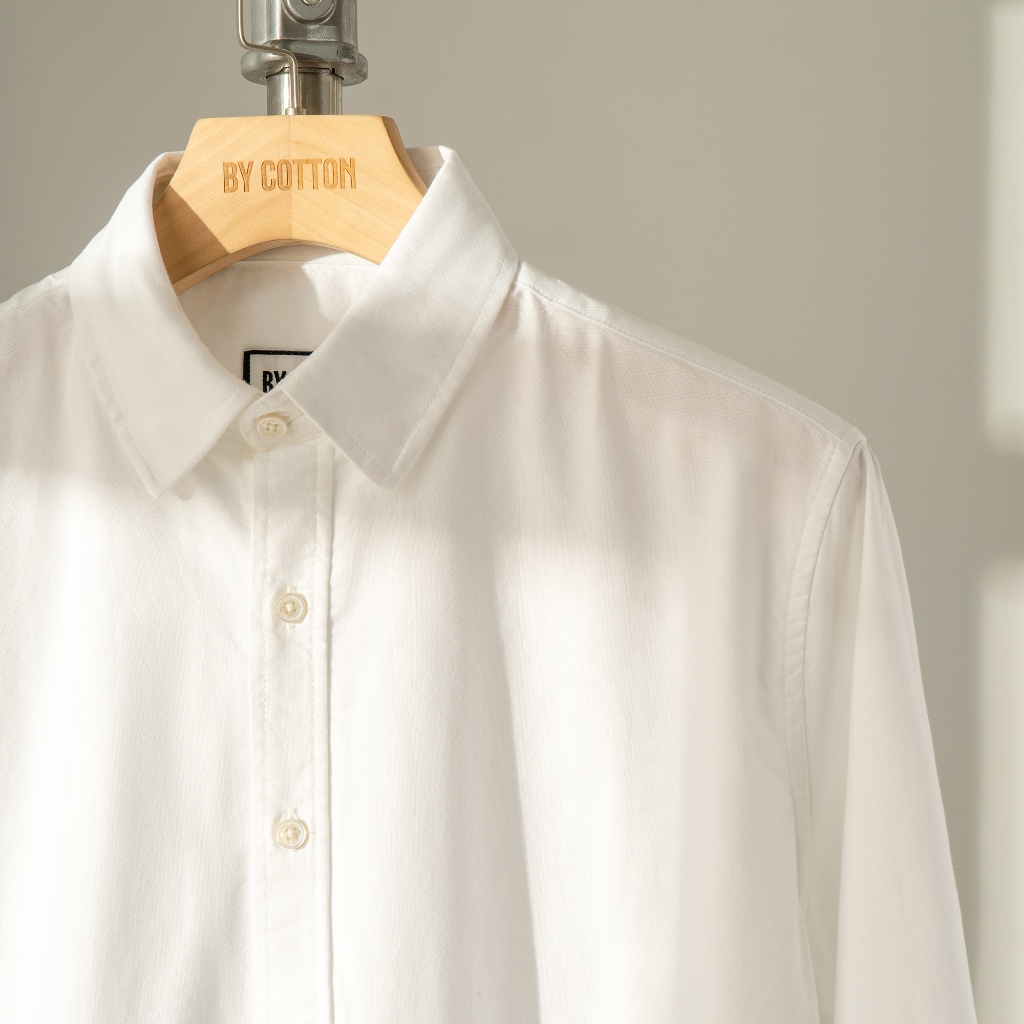 Áo Sơ Mi Nam Cao Cấp Trơn Oxford White Shirt BY COTTON