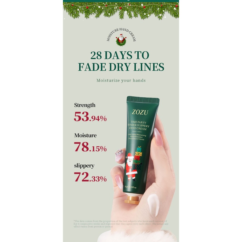 Kem dưỡng da tay, kem tay dưỡng ẩm, chống khô nứt với hương thơm sảng khoái, tinh tế Zozu phiên bản giáng sinh