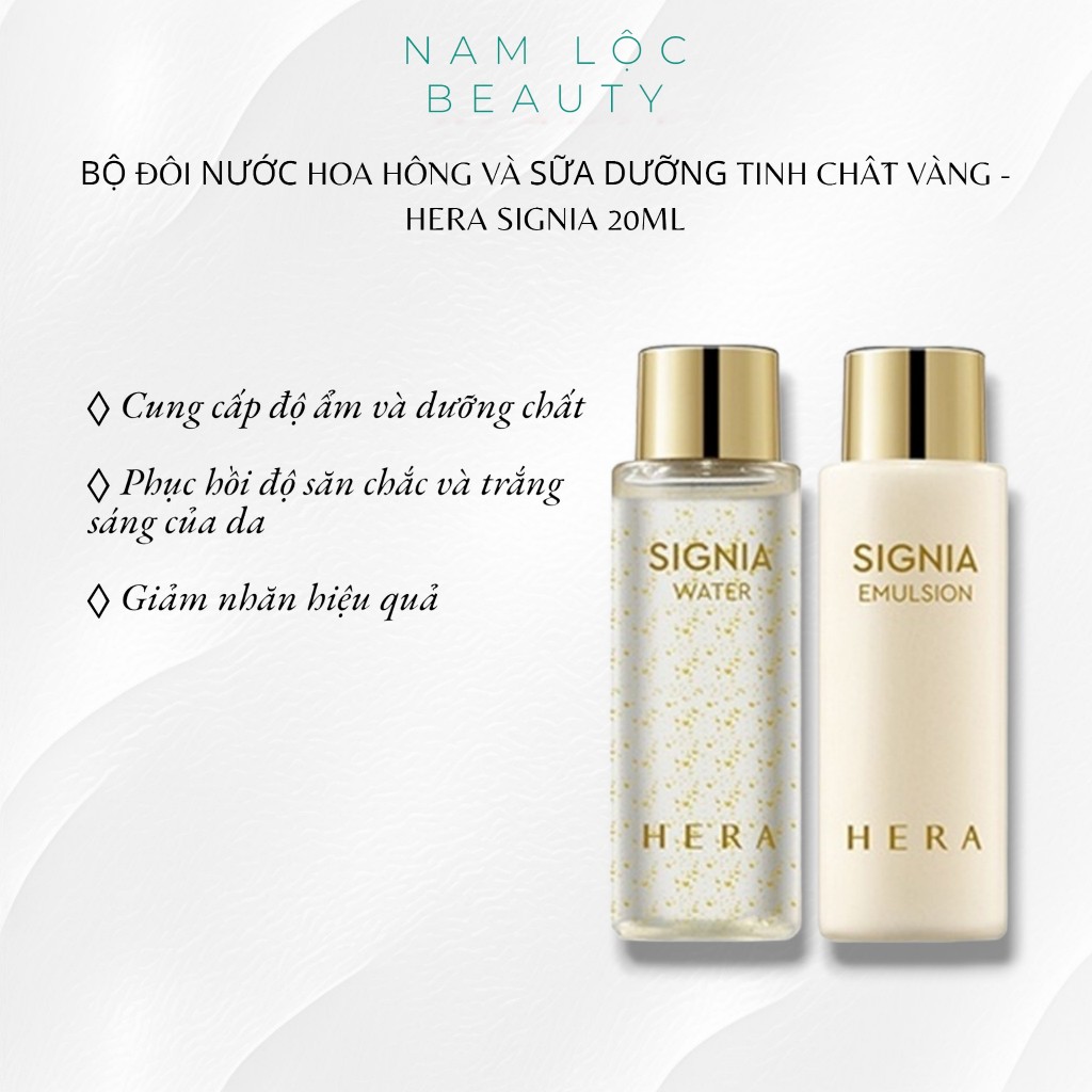 Bộ đôi nước hoa hồng và Sữa dưỡng tinh chất vàng - HERA Signia 20ml +20ml