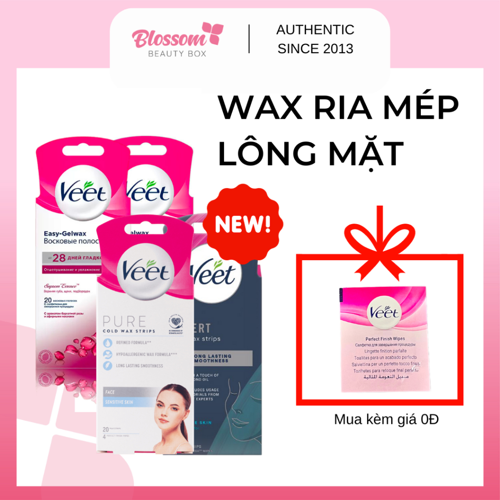 Wax VEET triệt lông mặt và tẩy ria mép bằng giấy hiệu quả