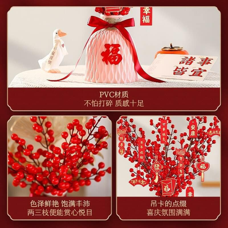 Bình hoa Tết 2024 trang trí nhà cửa biểu tượng năm mới tài lộc cầu bình an hcom472