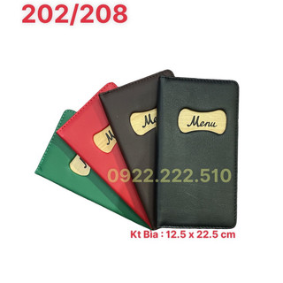 (12x 22cm)CUỐN BÌA MENU DA 10-20 LÁ NHỎ