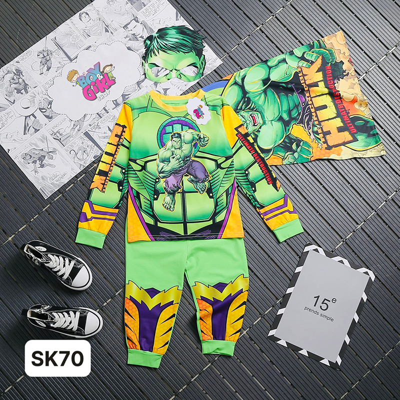 Quần áo siêu anh hùng 2023, TẶNG MẶT NẠ ÁO CHOÀNG bộ đồ Siêu nhân người nhện Spider-Man dài tay