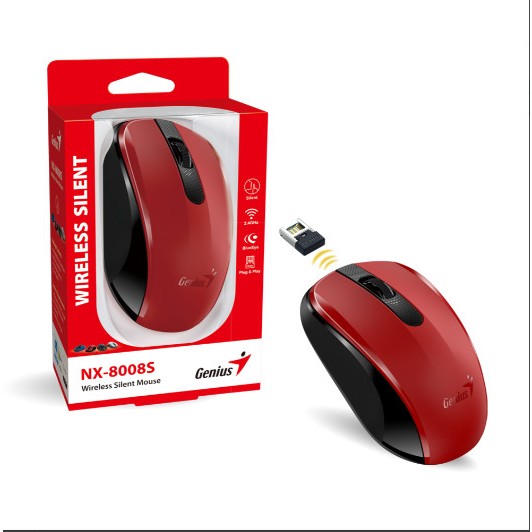 Chuột không dây Genius NX-8008S-Đỏ-Đen-Xanh-Trắng