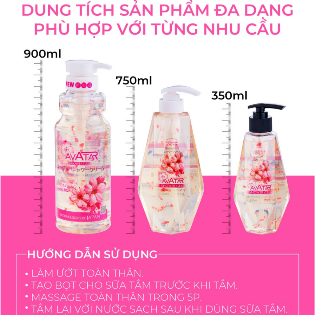 Sữa Tắm Avatar Thơm Mịn Da Jojoba Bông Hoa Shower Gel [350ml-750ml-900ml]