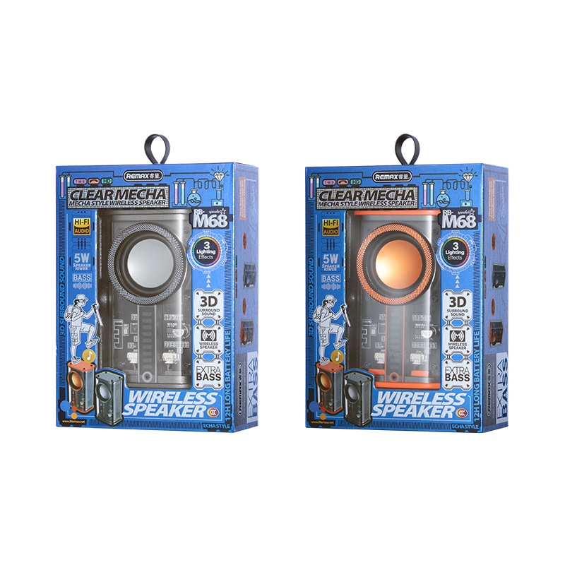 Loa bluetooth TWS Remax RB-M68 siêu trâu hỗ trợ kết nối 2 loa cùng lúc - extra bass