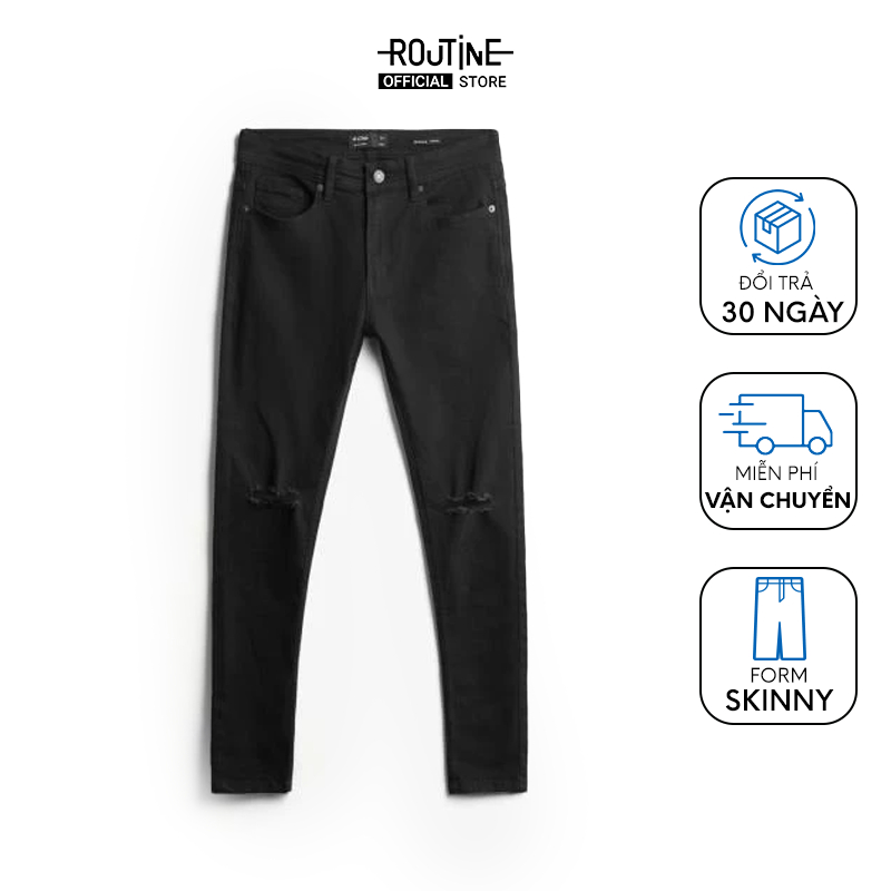 Quần Jean Nam Rách Gối Form Skinny - Routine 10F20DPA101CR1