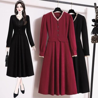 đầm xòe viền bèo tay dài tiểu thư ( thời trang bigsize vicky.g anitagreen) N1123