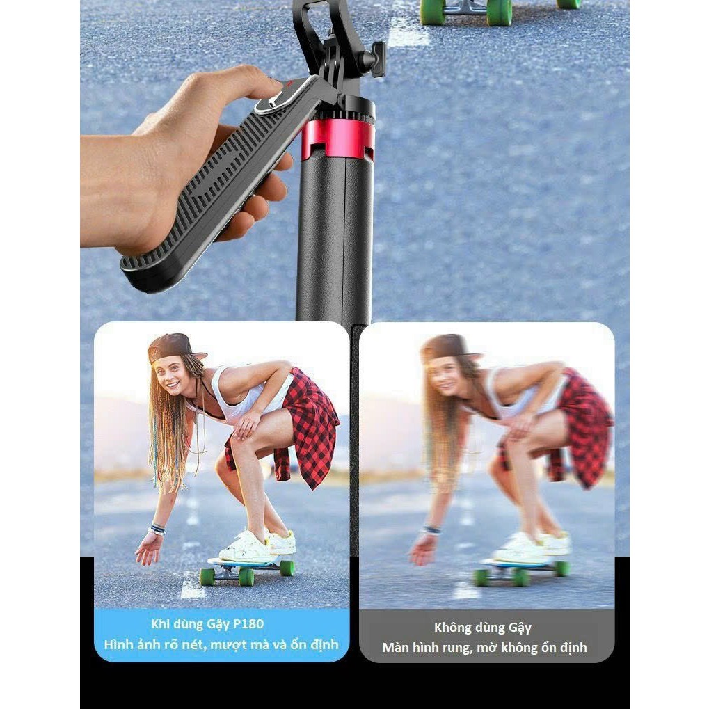 Gậy Chụp Ảnh Cao Cấp 1m8 Đa Năng Kiêm Tripod , Có Tay Quay 360 Độ Nút Remove Livestream - PICETECH