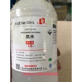Hóa chất NH4OH NH3 Ammonia solution Amoniac Amoni hydroxit 500ml thí nghiệm