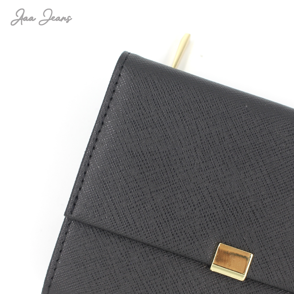 Ví Da Nữ Ngắn Gập Ba Cách Điệu Vân Saffiano Aaa Jeans
